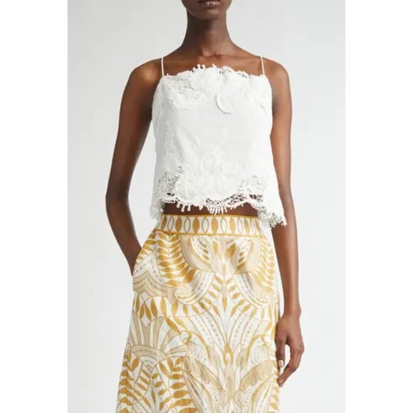 FARM Rio Lace Detail Cotton Camisole in Off-White Size X-Large - Picture 1 of 8